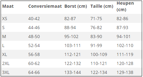 Maattabel Adidas shirts